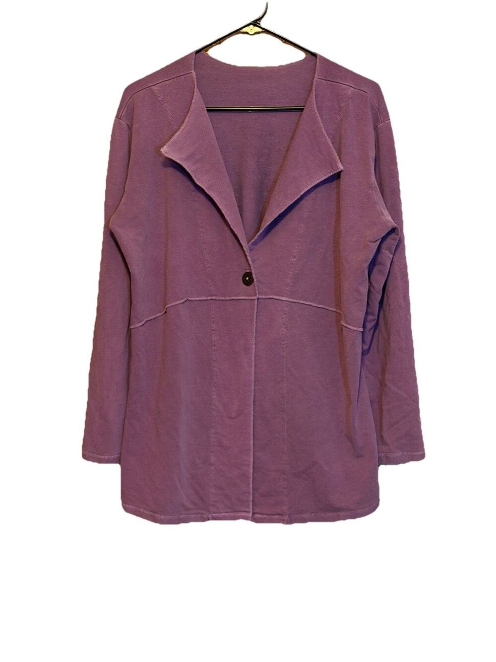 Earth Creations Clay Dyed Organic Cotton Knit Jacket Blazer Lagenlook Purple L